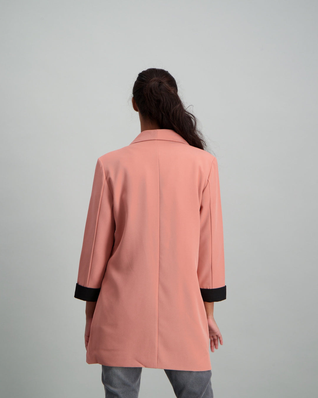 Ladies-Contrast Cuff Detail Blazer