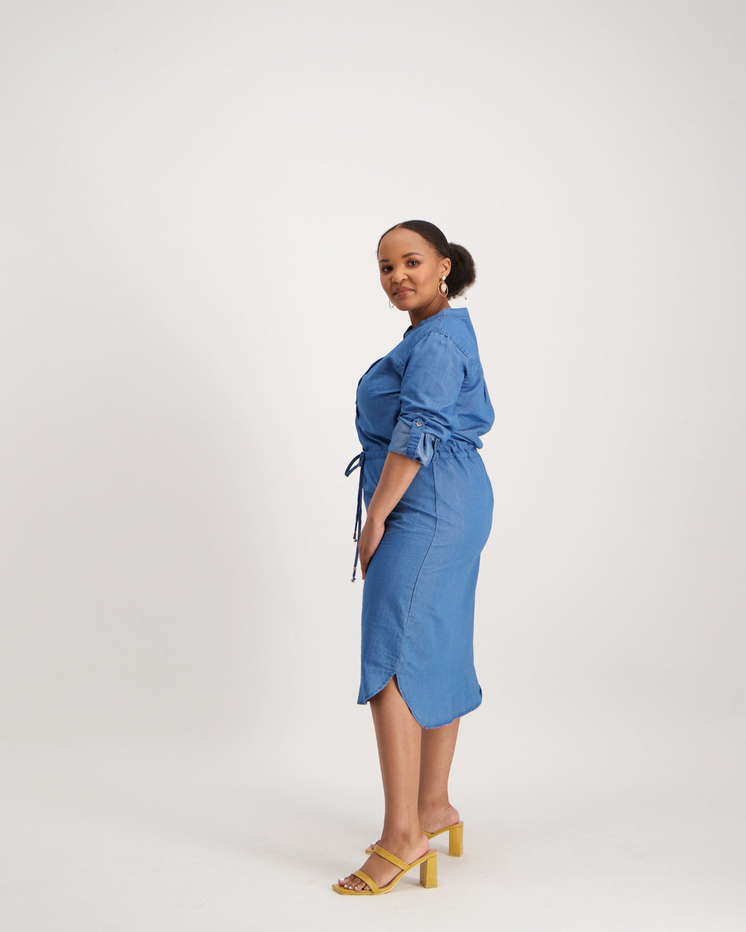 Ladies Denim Tunic Dress - Marble Mid Blue