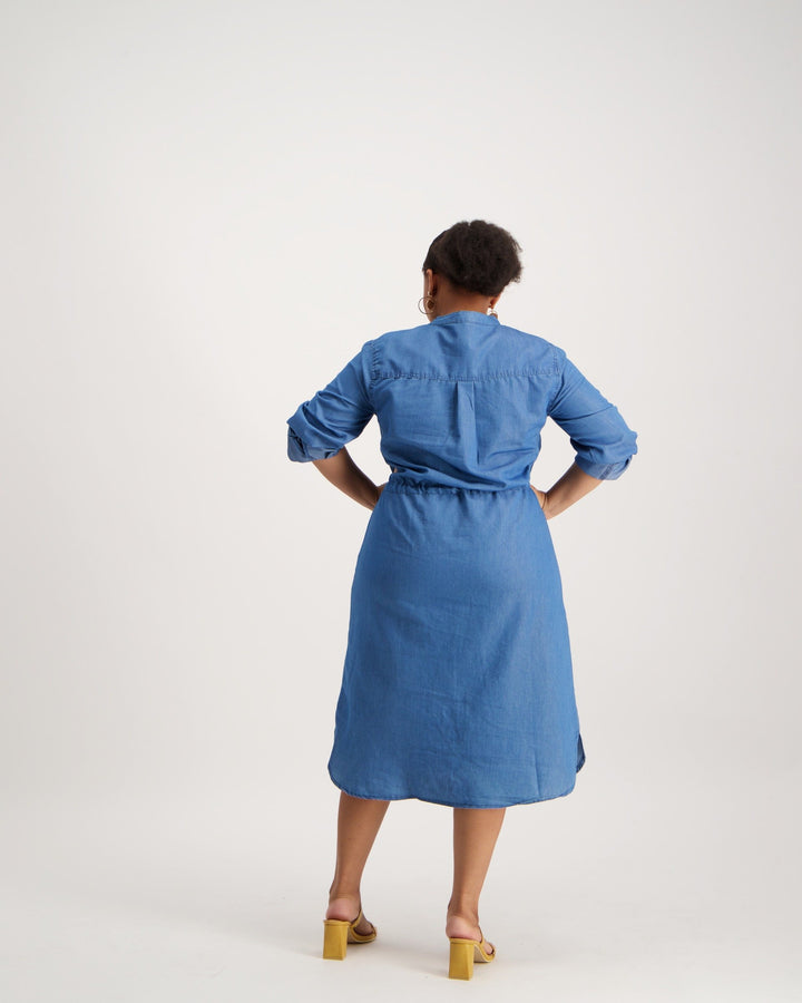 Ladies Denim Tunic Dress - Marble Mid Blue