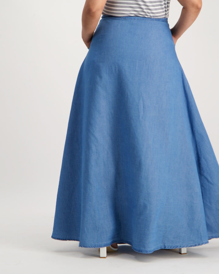 Ladies Mid Blue Denim Skirt