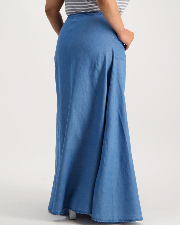 Ladies Mid Blue Denim Skirt