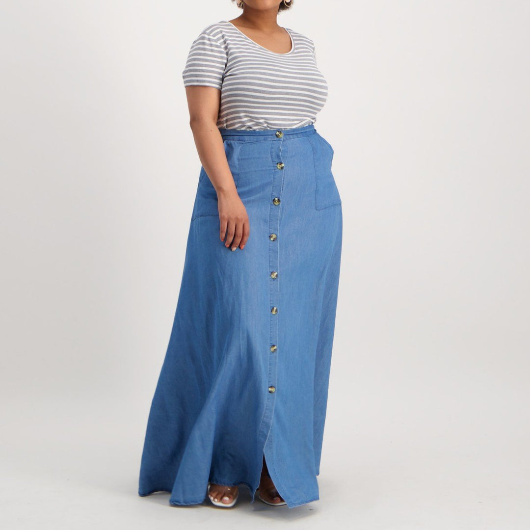 Ladies Mid Blue Denim Skirt