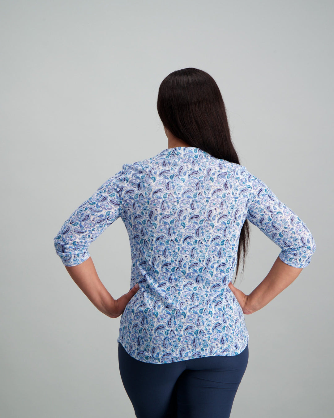 Ladies Paisley Top - White/Blue