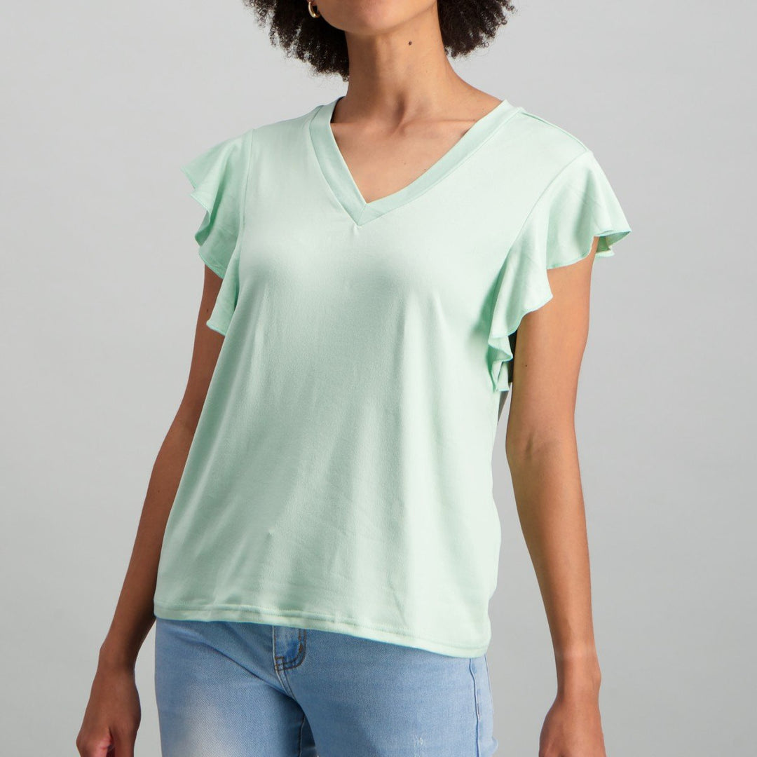 Ladies Flutter Sleeve T-Shirt - Mint