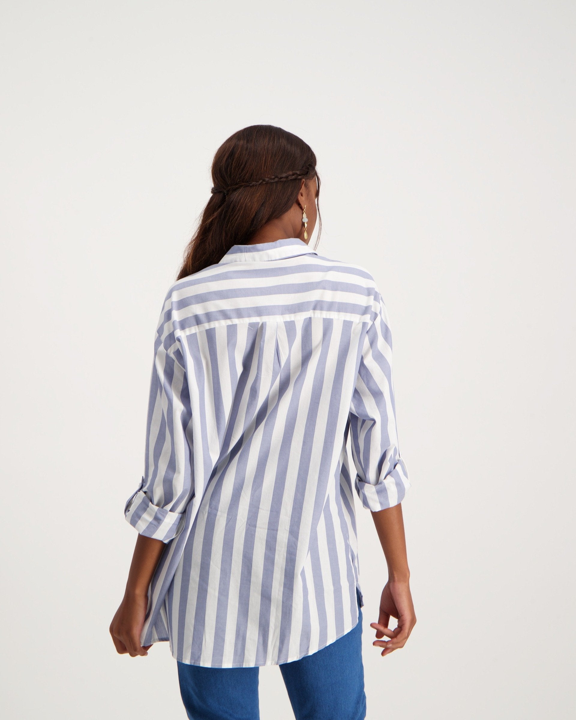 トップス ok.soon layered stripe shirt over size TERIVEEK Women Oversized Striped Color Block Short Sleeve Crew