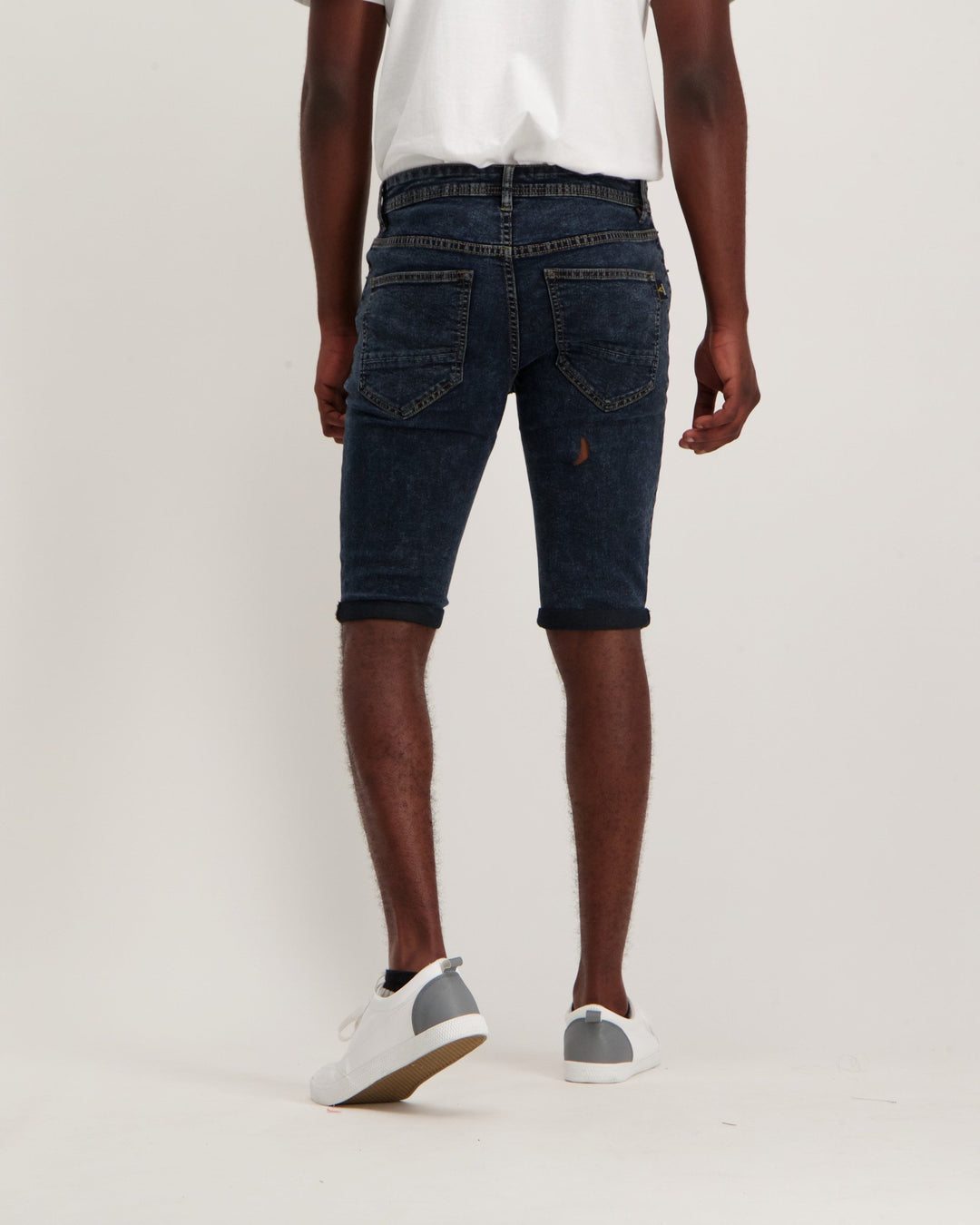 Men's Blue/Black 5 Pocket Turn-up Short