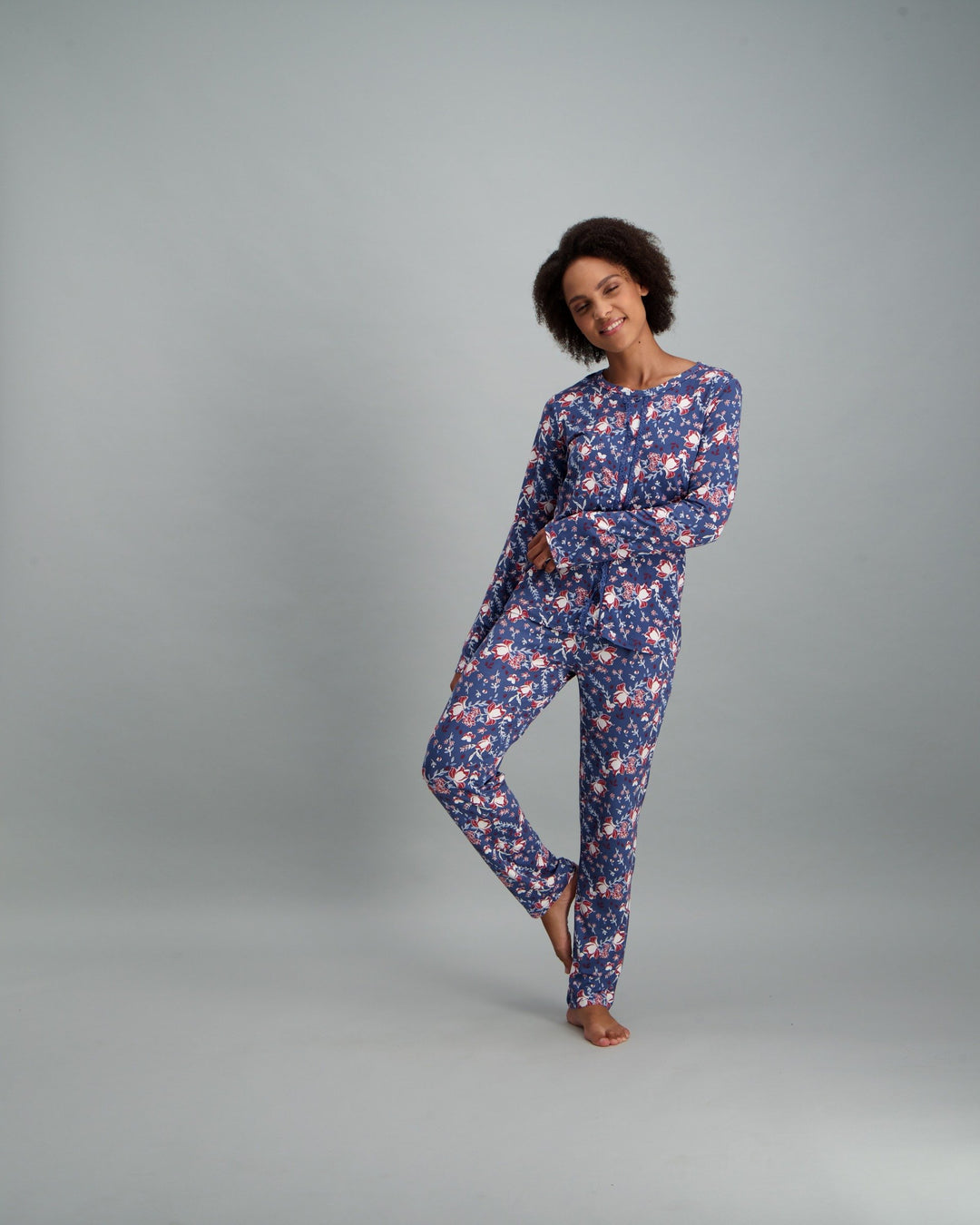 Ladies Floral Brushed Pyjama Set