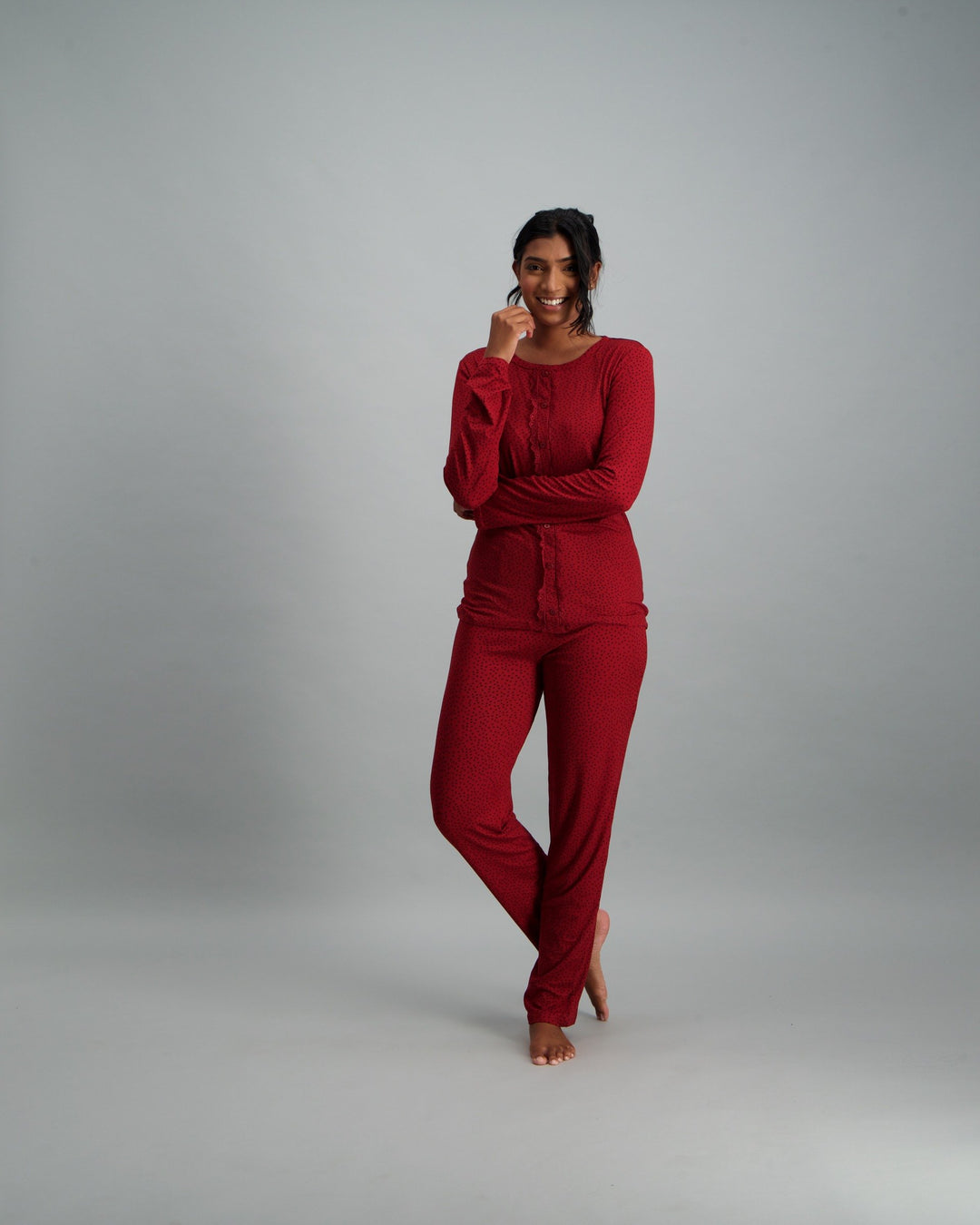 Ladies Pyjama Set - Burgundy