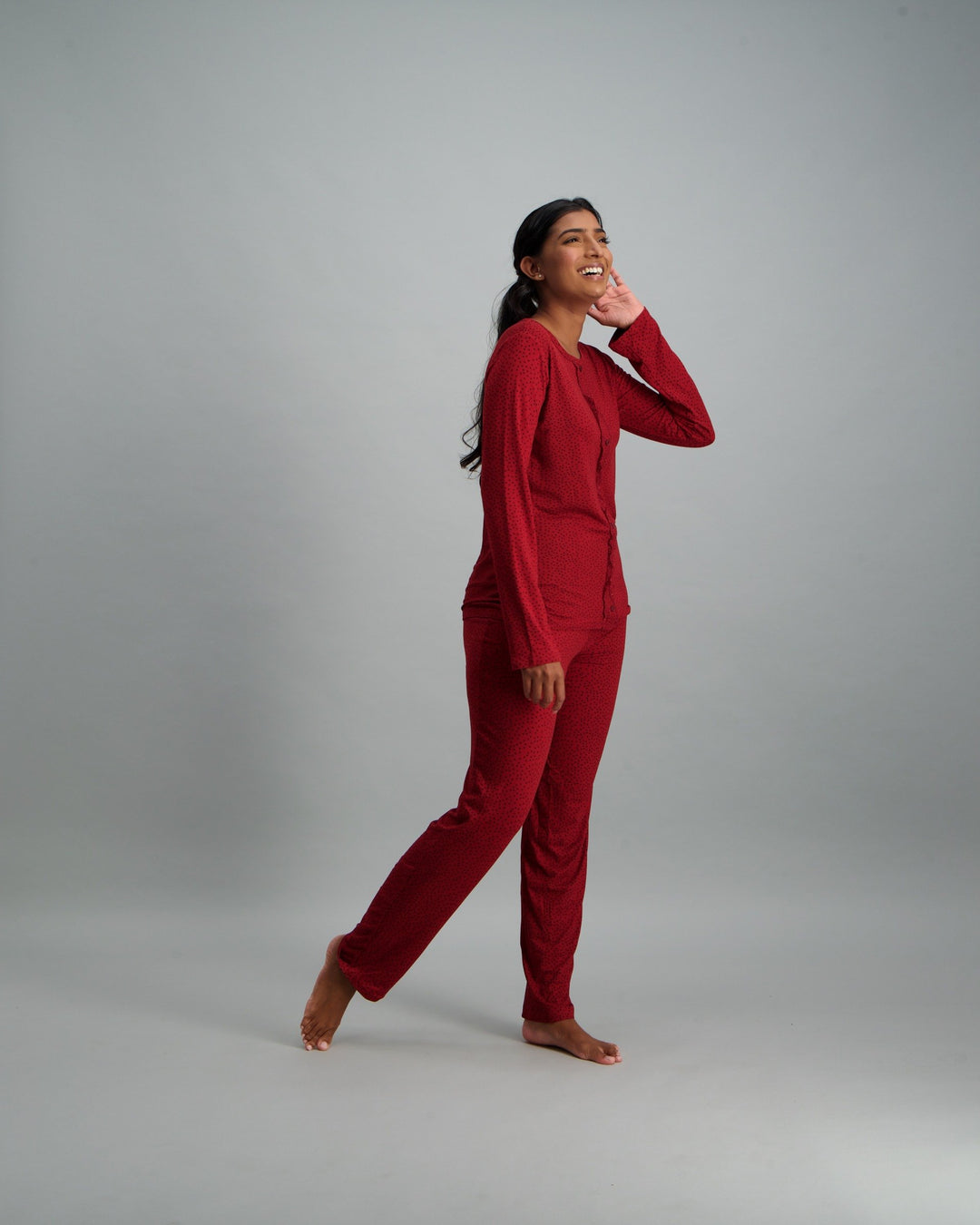 Ladies Pyjama Set - Burgundy