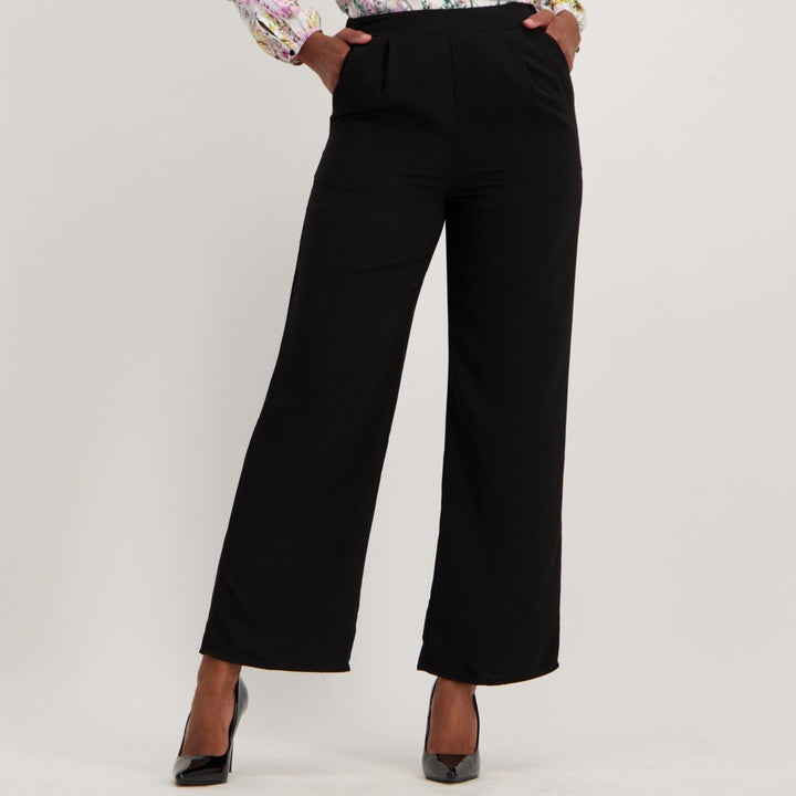Ladies Wide Leg Pull-On Pant - Black