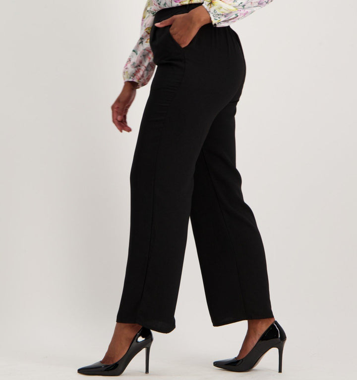 Ladies Wide Leg Pull-On Pant - Black