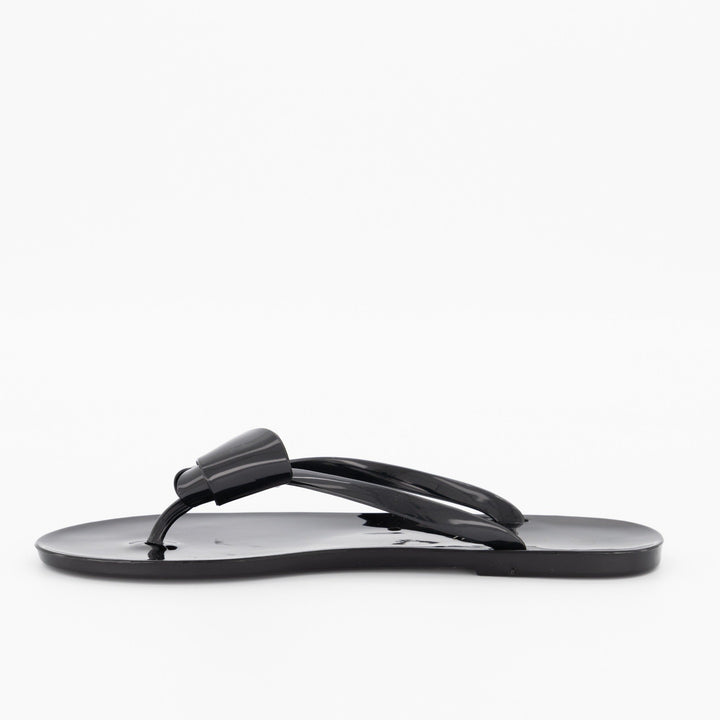 Ladies-Sweet Bow Jelly Sandal - Black