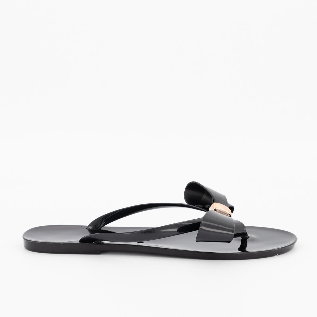 Ladies-Sweet Bow Jelly Sandal - Black