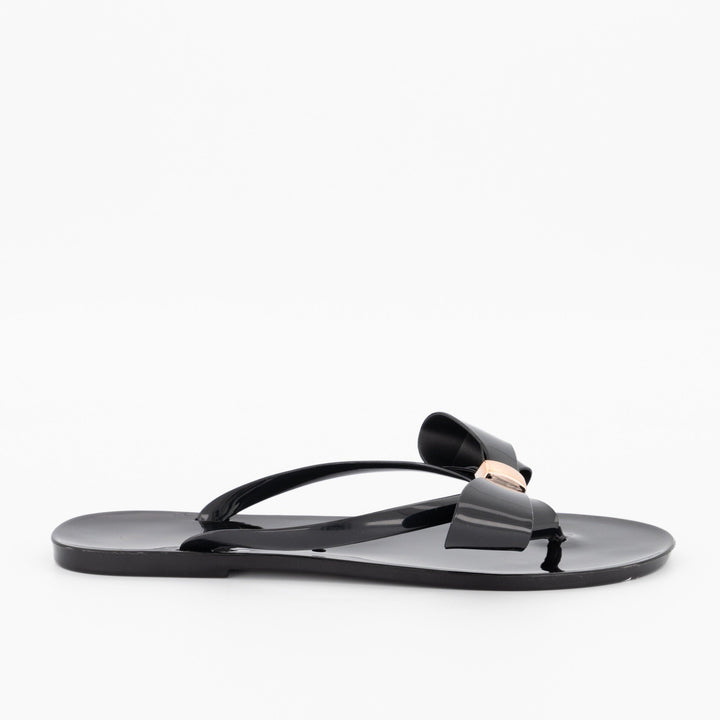 Ladies-Sweet Bow Jelly Sandal - Black