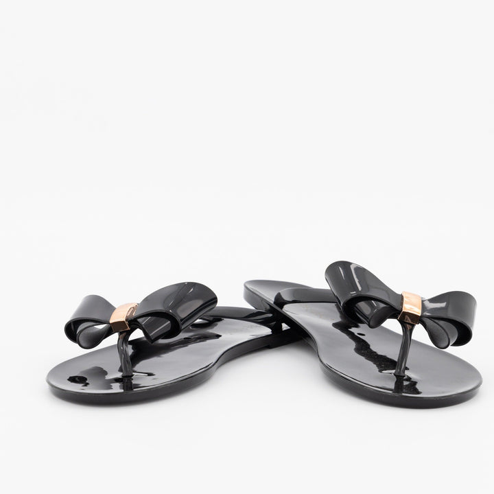Ladies-Sweet Bow Jelly Sandal - Black