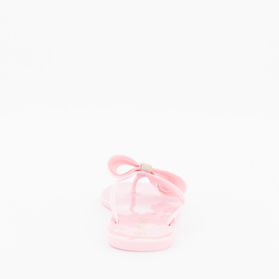 Ladies-Sweet Bow Jelly Sandal - Light Pink