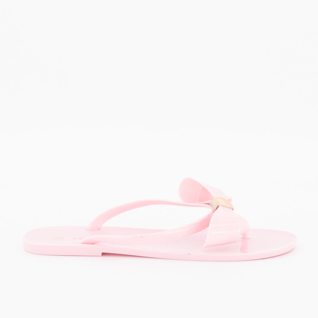 Ladies-Sweet Bow Jelly Sandal - Light Pink