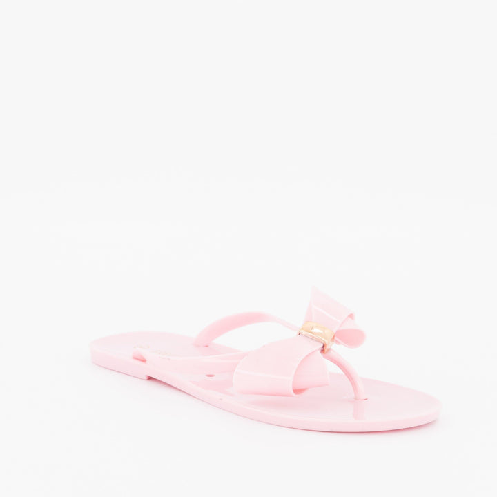 Ladies-Sweet Bow Jelly Sandal - Light Pink