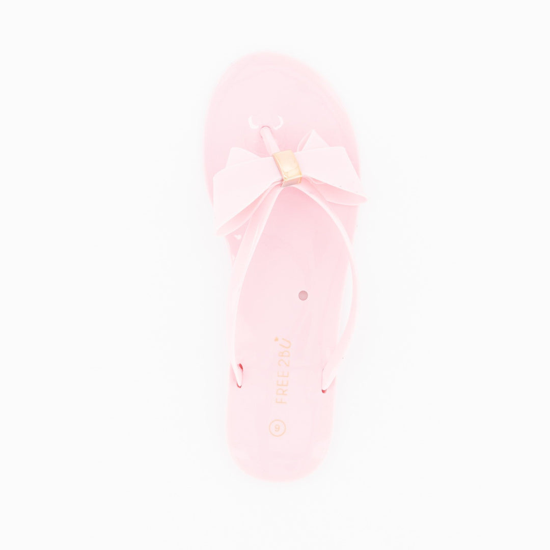 Ladies-Sweet Bow Jelly Sandal - Light Pink