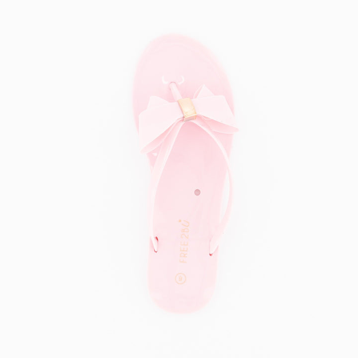 Ladies-Sweet Bow Jelly Sandal - Light Pink