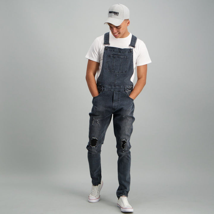 Men's Acid Wash Abraised Dungaree