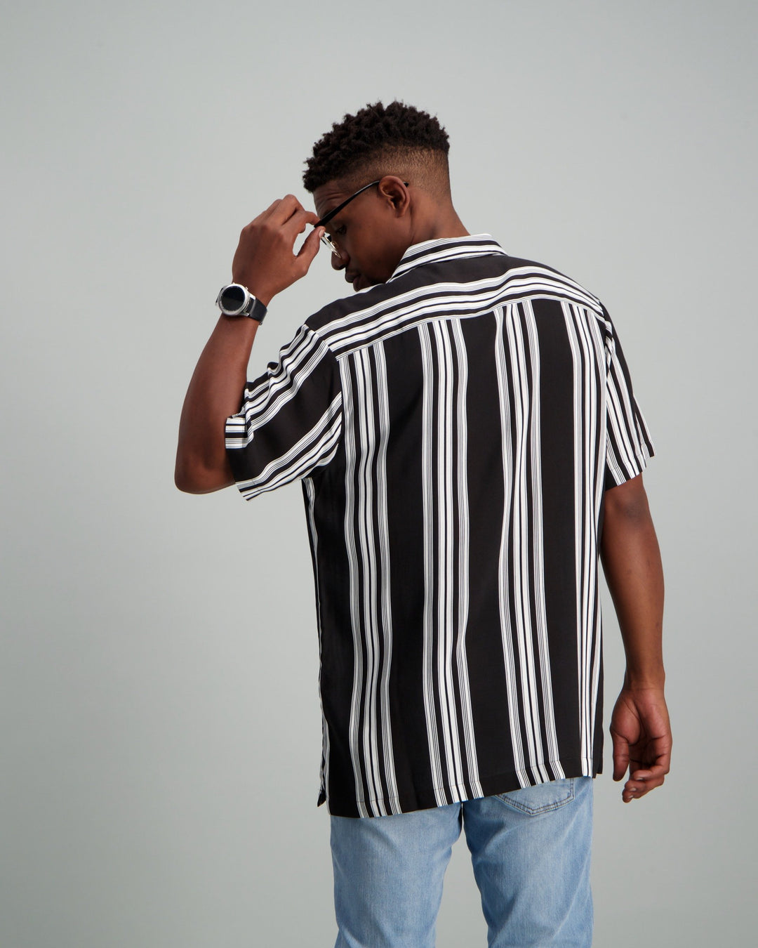 Mens - Black Stripe Linen Shirt