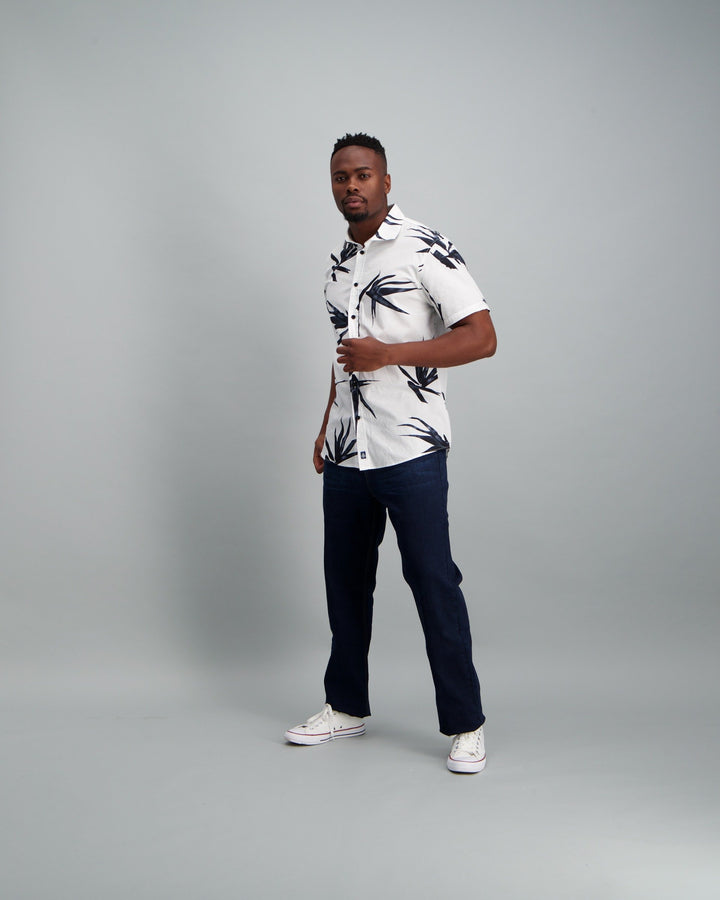 Men's Dark Blue Straight Stretch Denim Jean