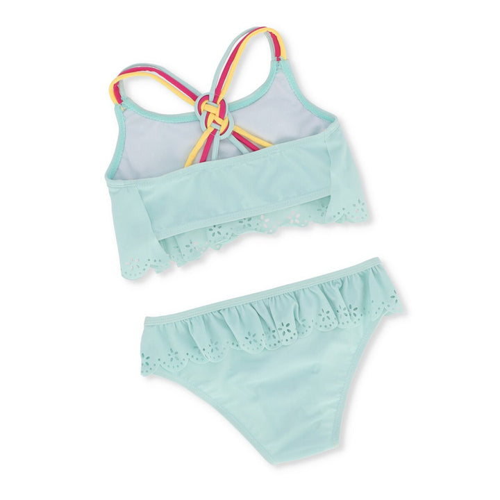 Pre-Girls 2 Piece Lasercut Swimwear - Aqua