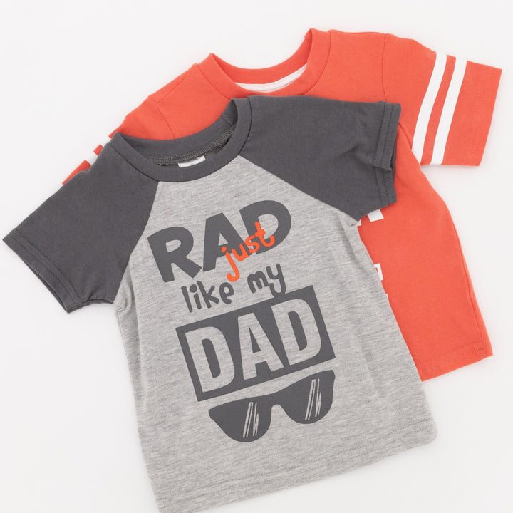 Baby Boys 2 Pack Rad Mom Dad Tee - Red