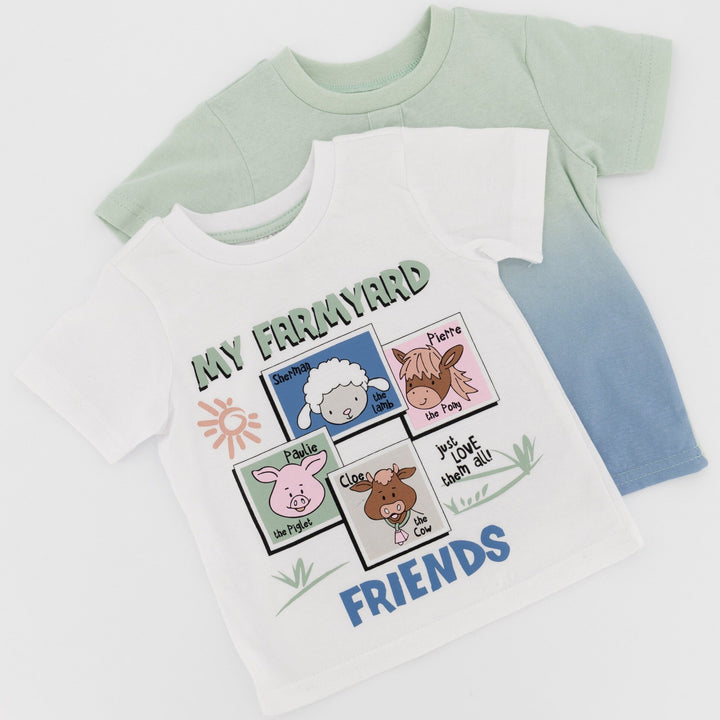 Baby Boy 2 Pack Farm Animal Top - Mint