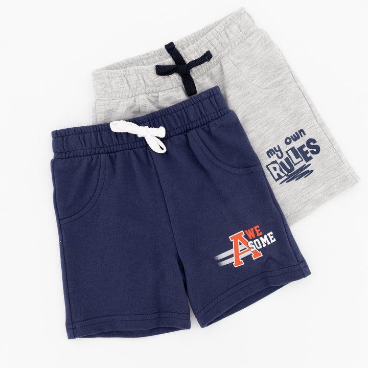 Baby Boys 2 Pack Fleece Short - Grey/Navy