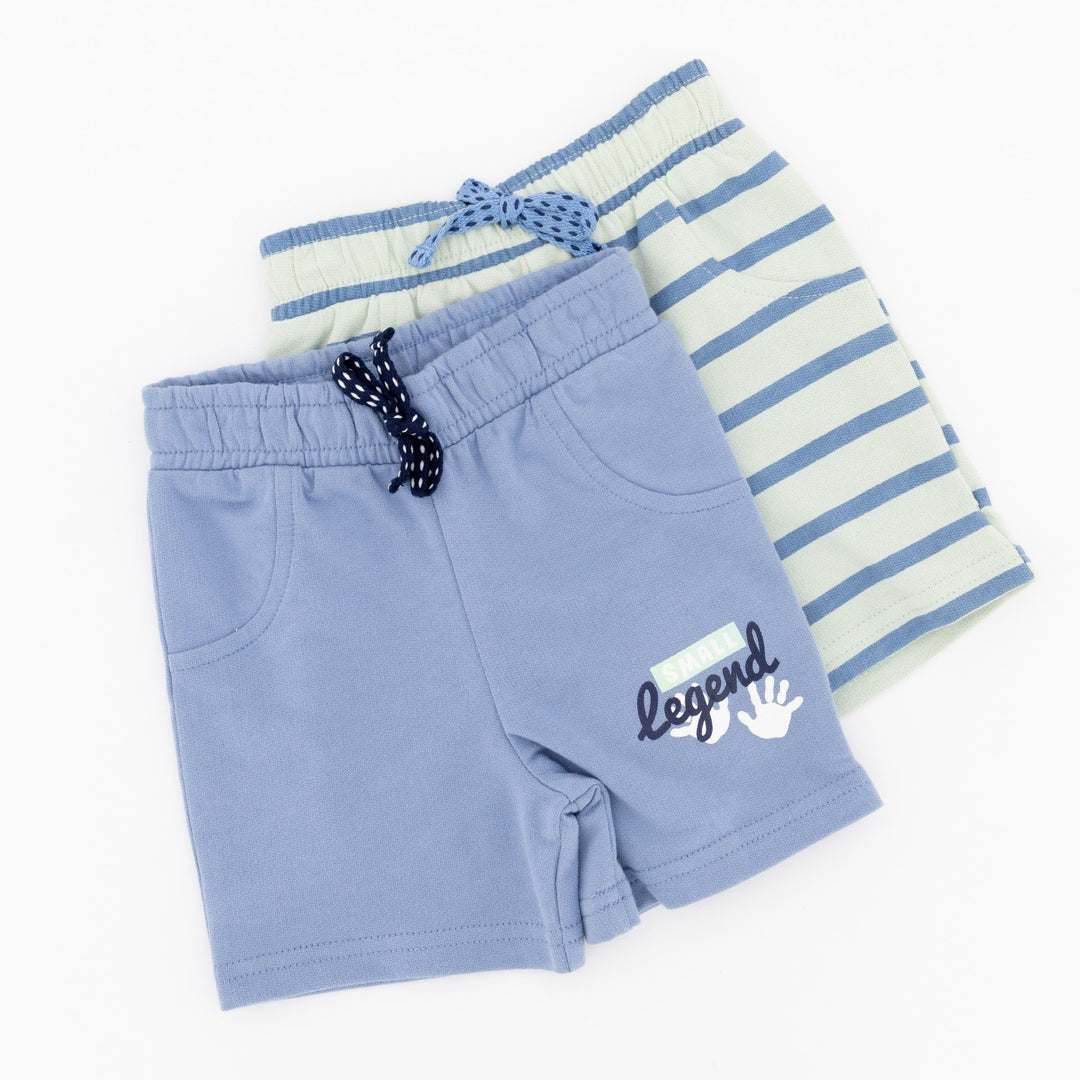 Baby Boys 2 Pack Fleece Short -Mint/Stripe