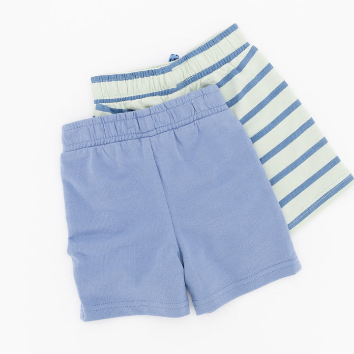 Baby Boys 2 Pack Fleece Short -Mint/Stripe