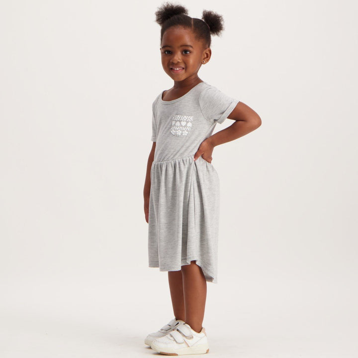 Pre-Girls 2 Pack Striped Ruffle Dresses - Grey