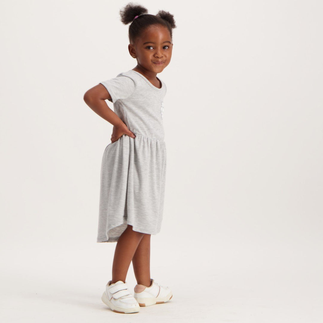 Pre-Girls 2 Pack Striped Ruffle Dresses - Grey