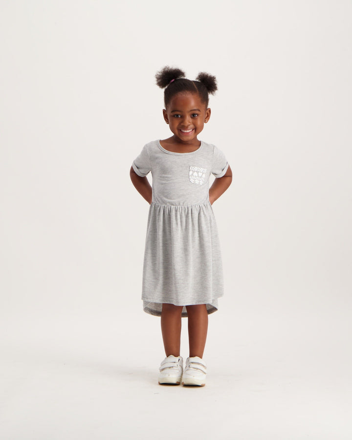 Pre-Girls 2 Pack Striped Ruffle Dresses - Grey