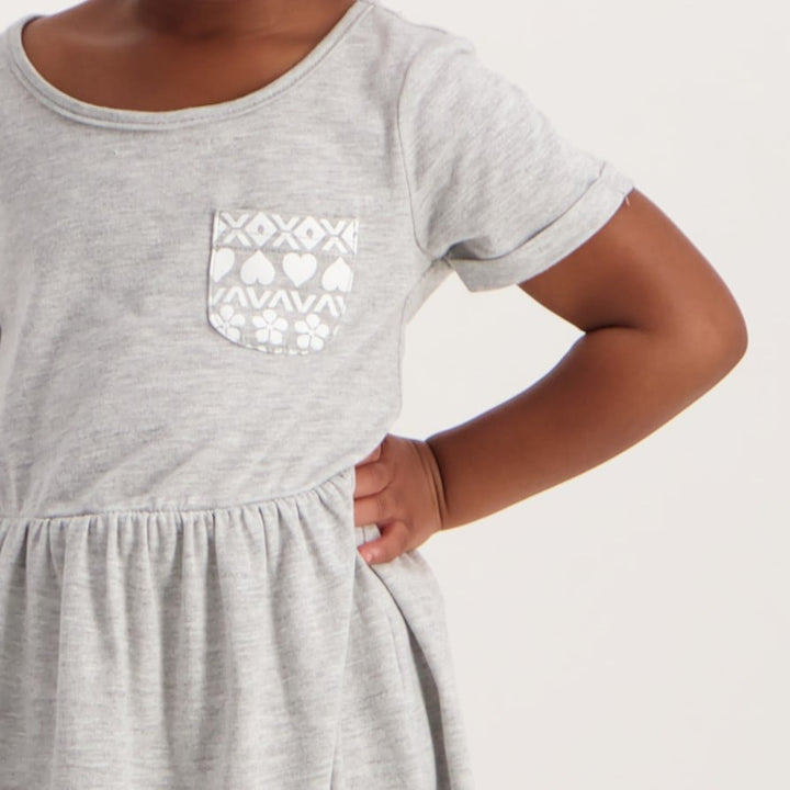 Pre-Girls 2 Pack Striped Ruffle Dresses - Grey