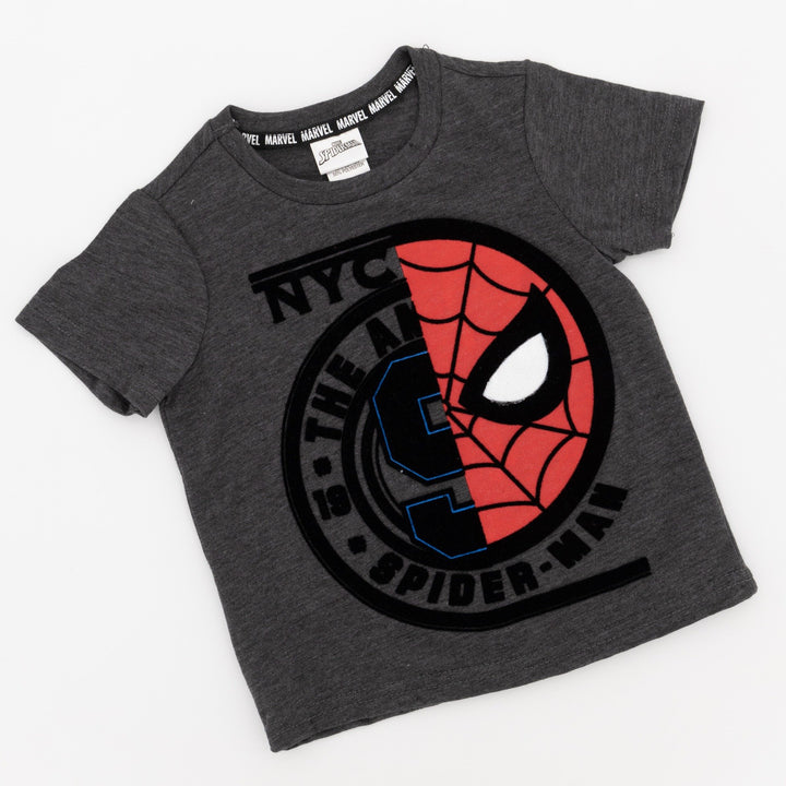 Pre-Boys Spiderman Split Print T-Shirt - Grey