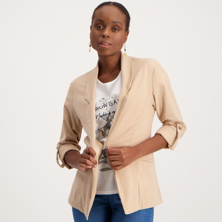 Ladies Linen Blazer - Stone