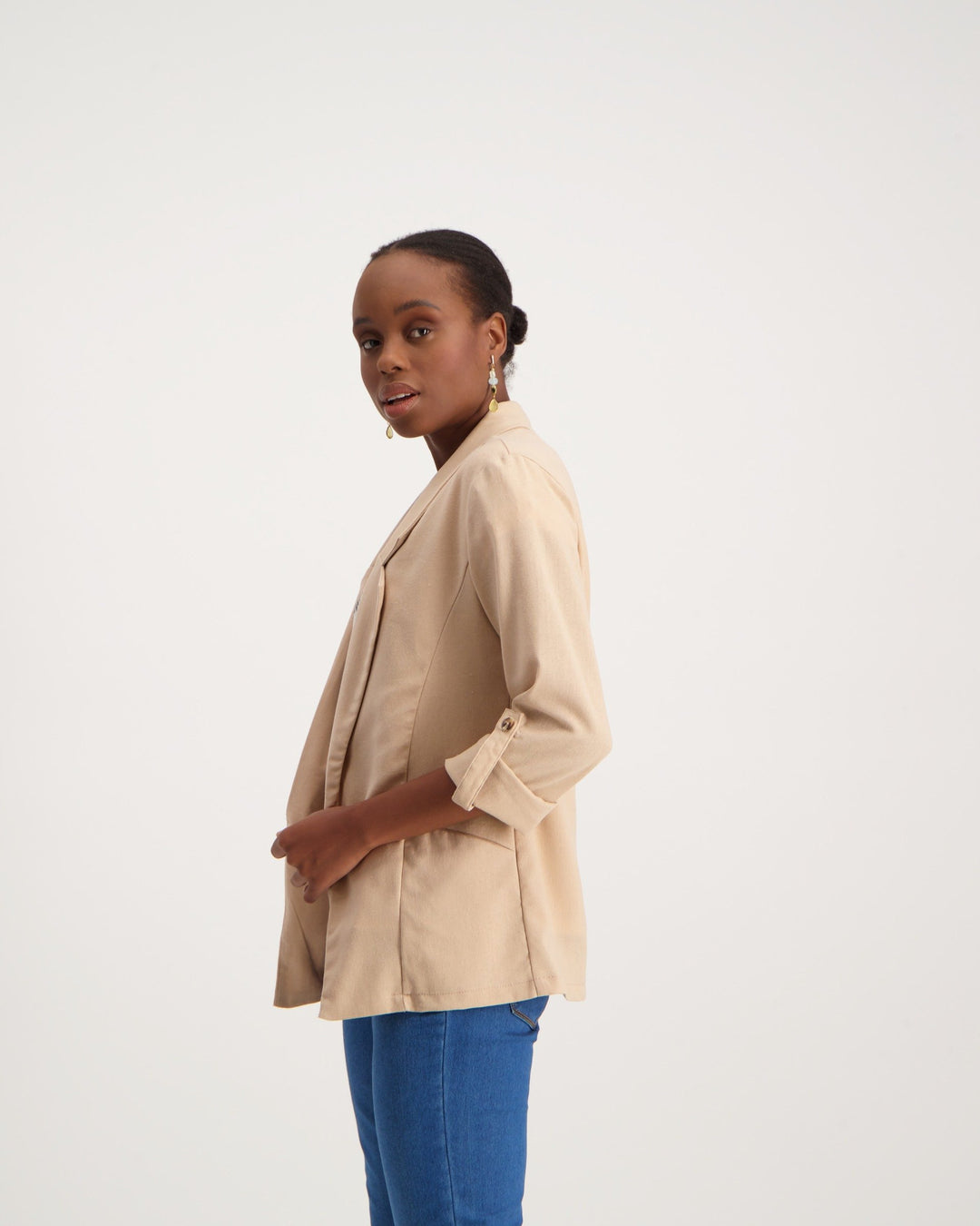Ladies Linen Blazer - Stone