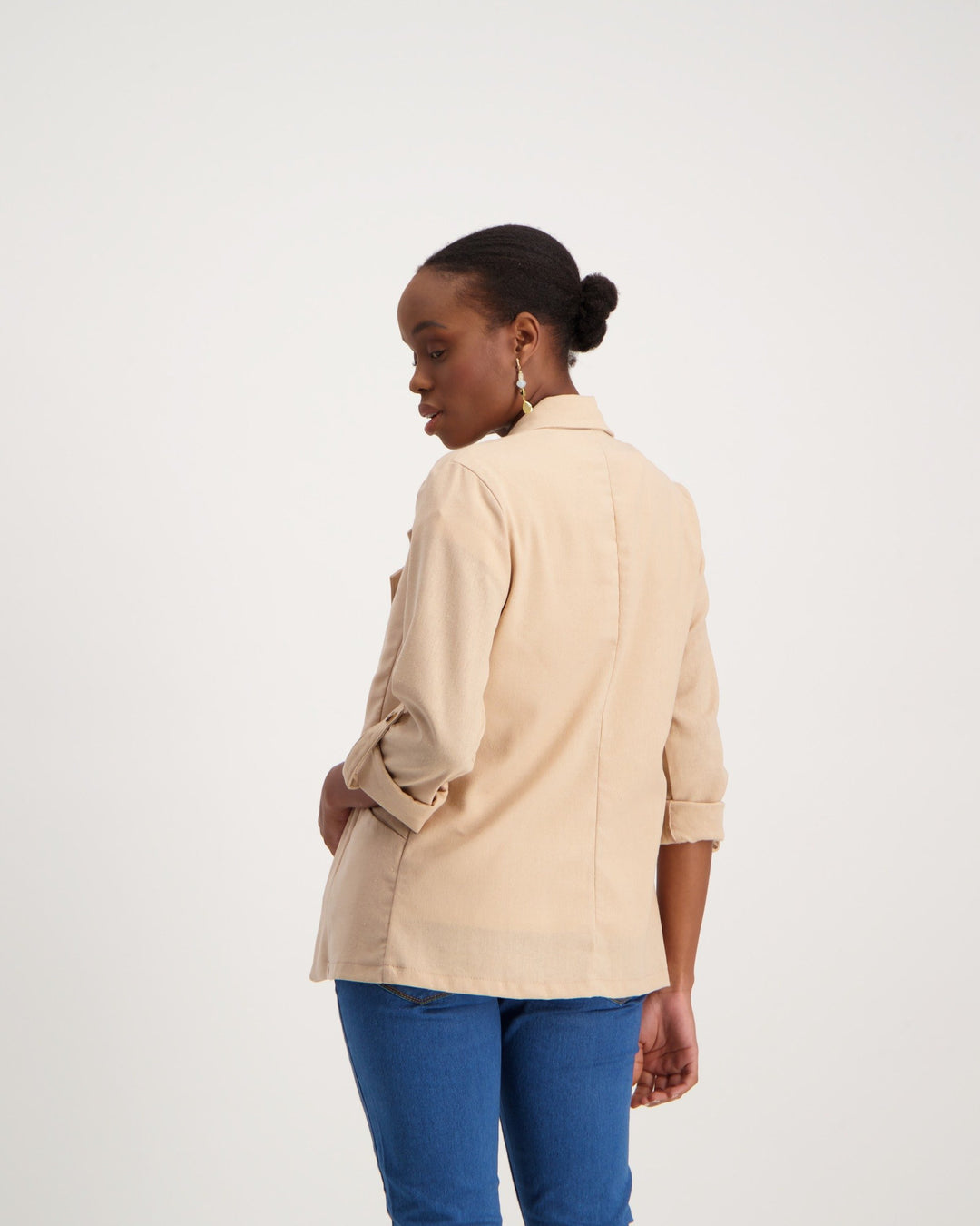 Ladies Linen Blazer - Stone