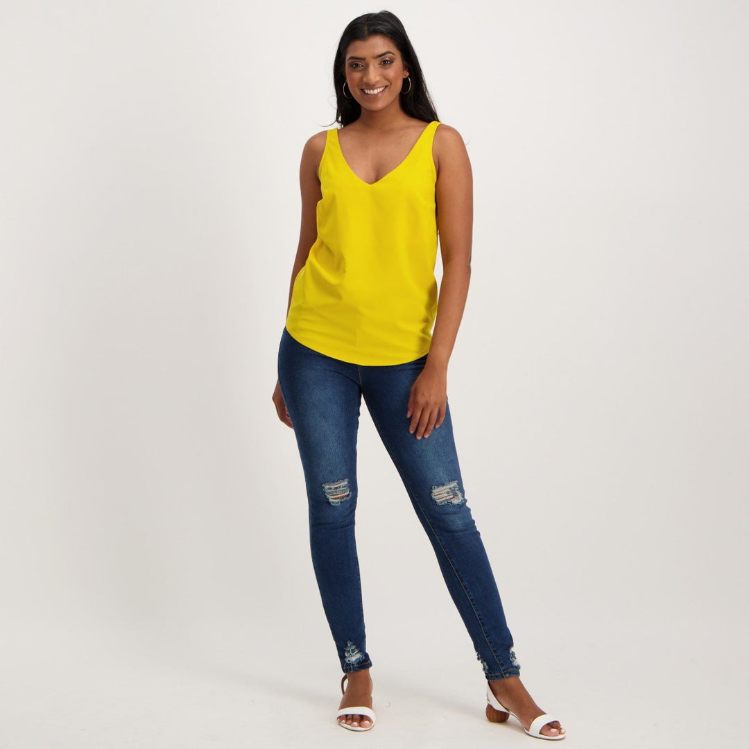 Ladies Printed Cami - Mustard