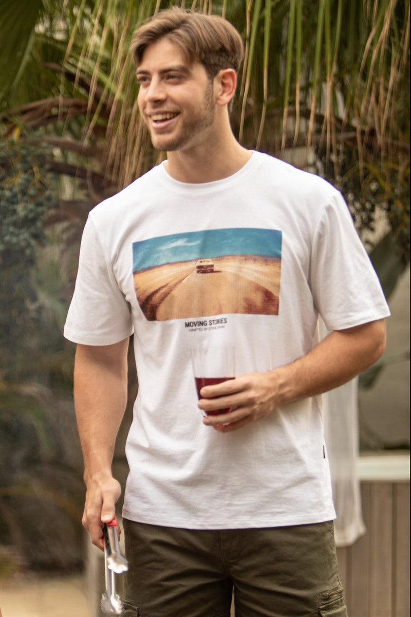 Driving Through Mojave Desert Car Tee - White