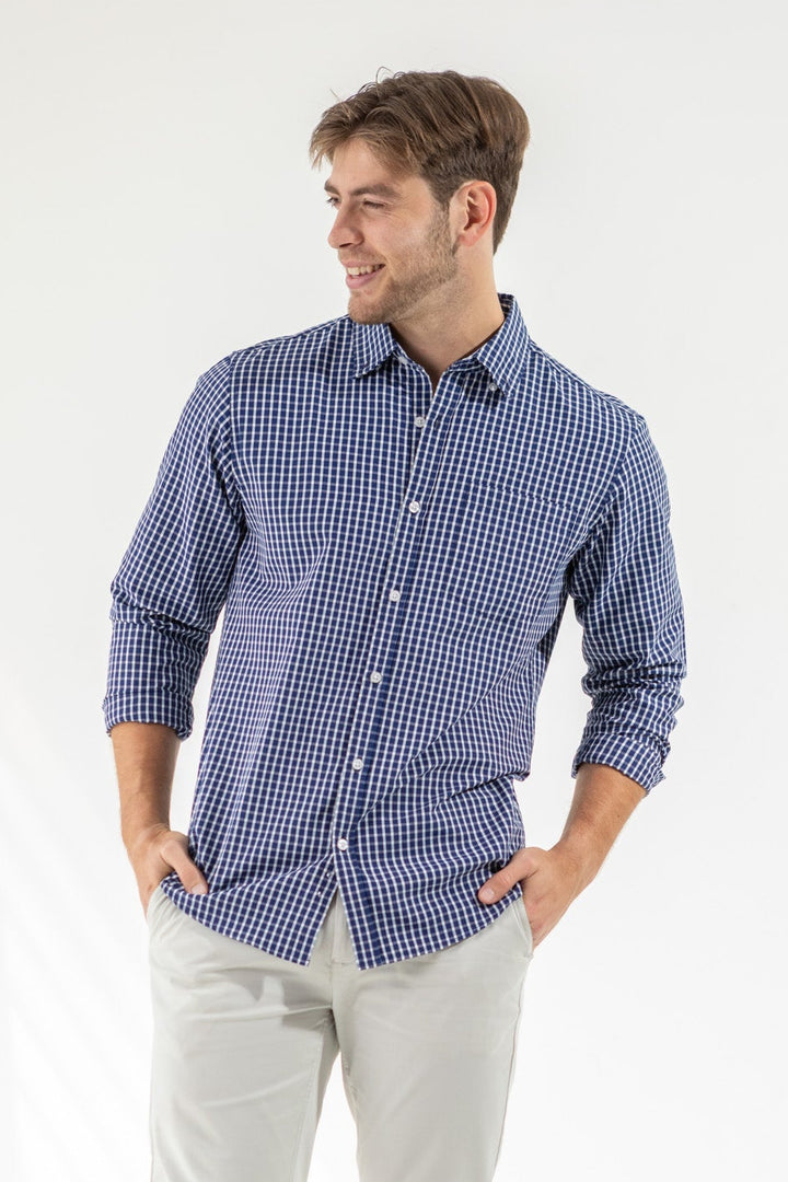 Check Button Down Shirt - White/Blue