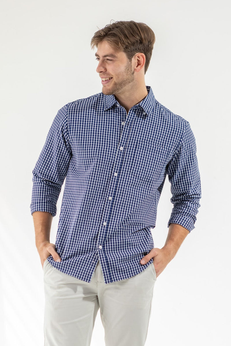 Check Button Down Shirt - White/Blue