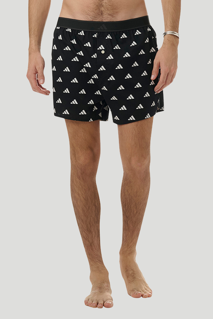 2 Pack Woven Exposed Elastic Boxer - Black