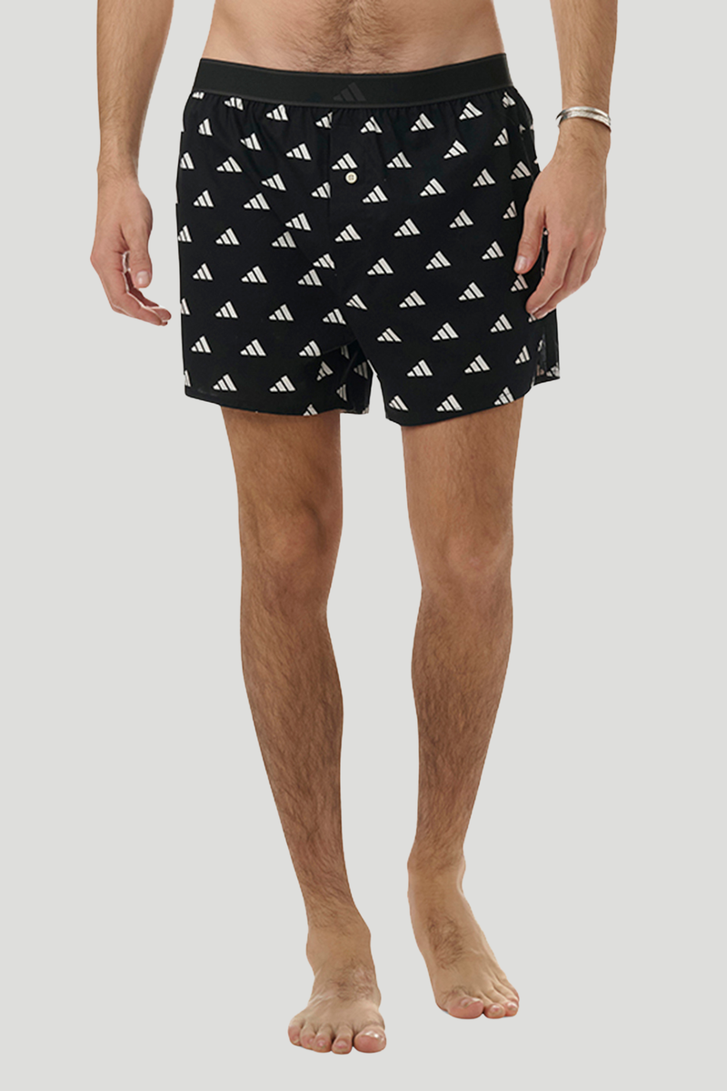 2 Pack Woven Exposed Elastic Boxer - Black