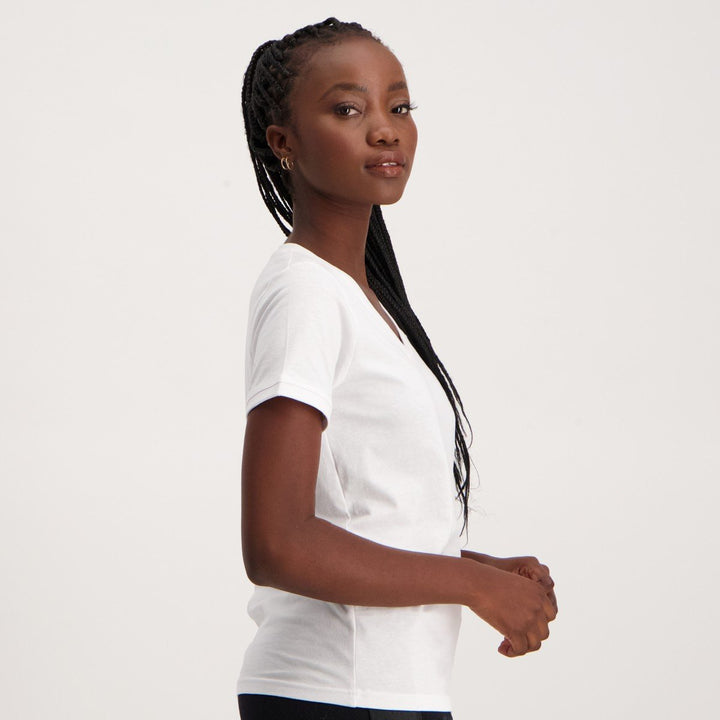 Ladies Short Sleeve Logo Coki T-Shirt - White