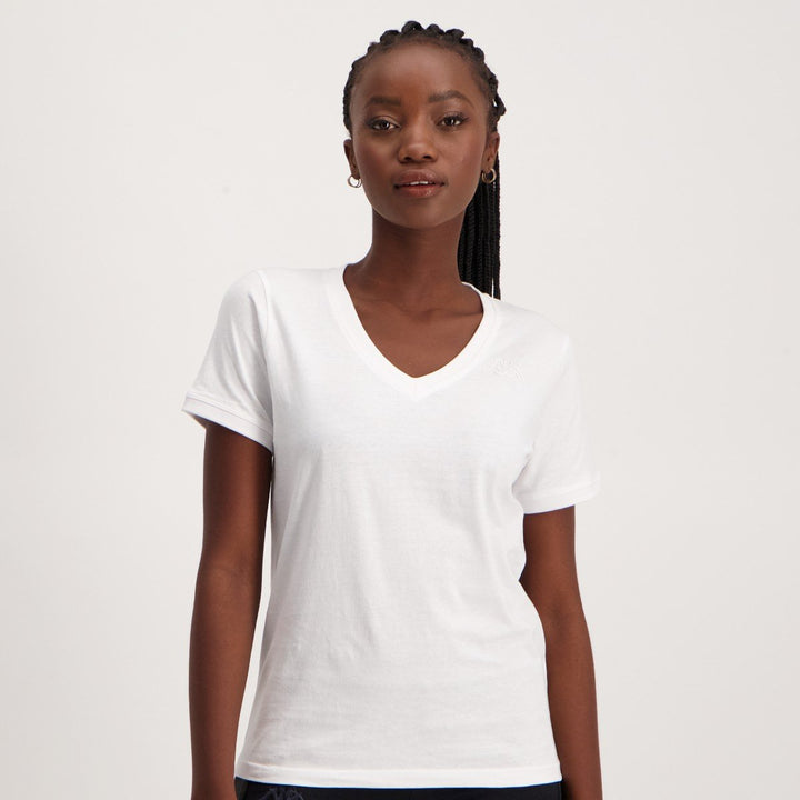 Ladies Short Sleeve Logo Coki T-Shirt - White