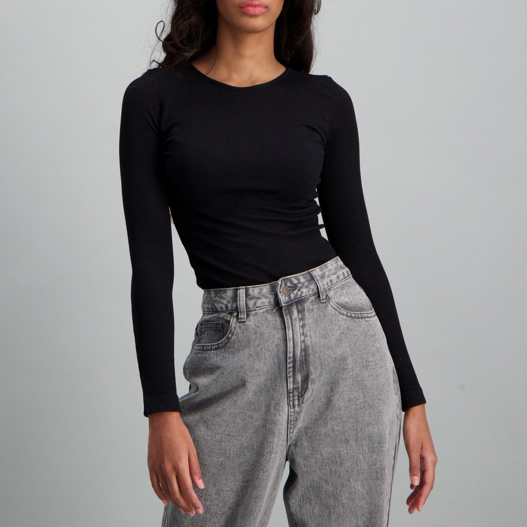 Ladies-Long Sleeve Seamless Crop Top